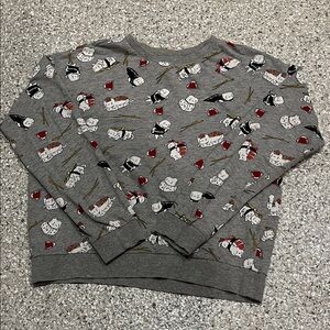 Gray SUSHI Cat Print Sweatshirt Size M
